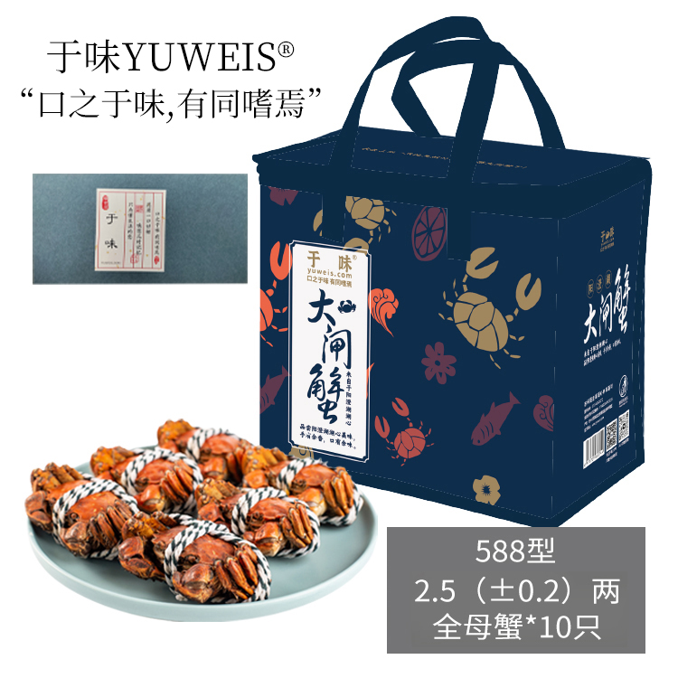 阳澄湖大闸蟹588型 2.5（±0.2）全母10只精品系列礼盒装